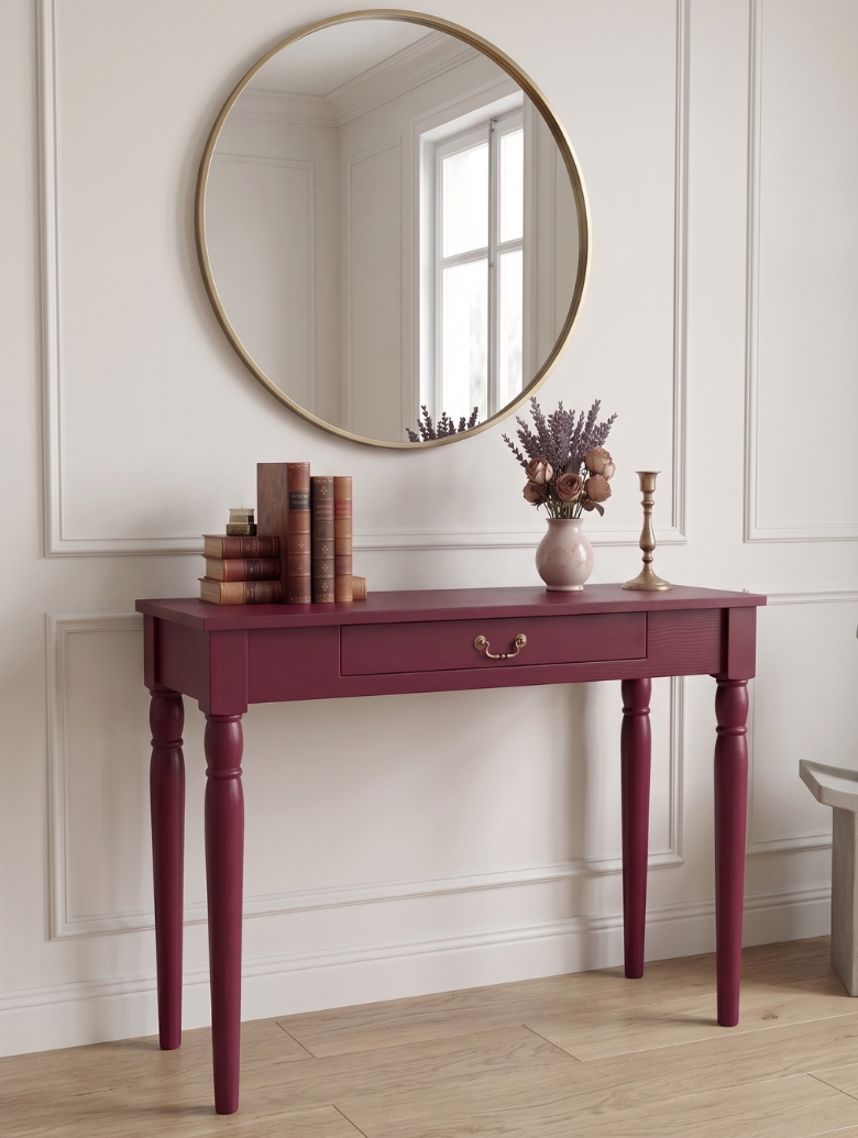 woodenbend, Woodenbend Marine Bordo Dresuar 100x38x80 cm | Klasik Ahşap Antre ve Hol Dresuarı