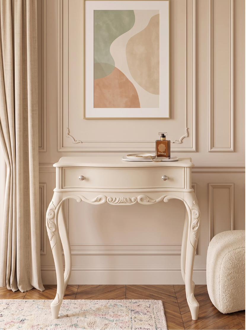 Woodenbend Milano Beyaz Dresuar 92x45x83 cm | Klasik Ahşap Antre ve Hol Dresuarı