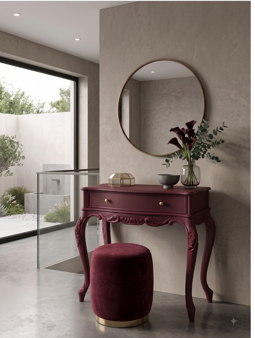 Woodenbend Milano Bordo Dresuar 92x45x83 cm | Klasik Ahşap Antre ve Hol Dresuarı