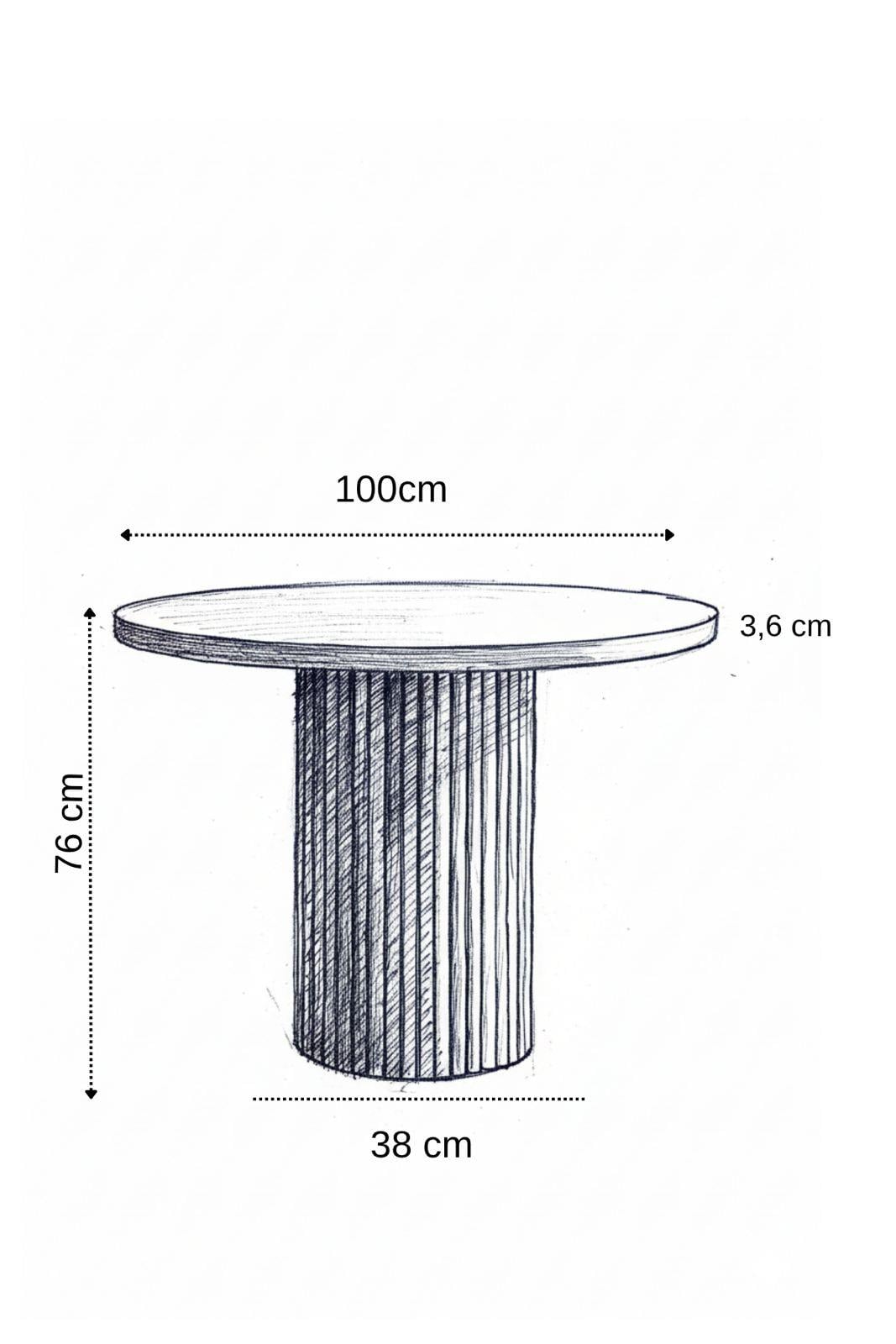 Woodenbend Mirla Beyaz 100 cm Yuvarlak Yemek Masası – Bohem & İskandinav Tarz
