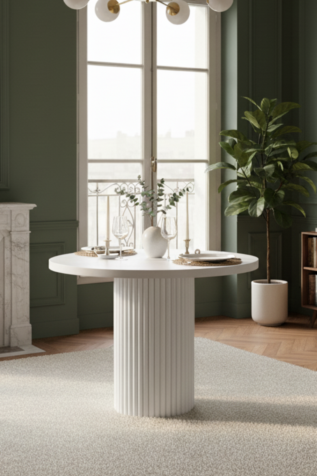 Woodenbend Mirla Beyaz 100 cm Yuvarlak Yemek Masası – Bohem & İskandinav Tarz