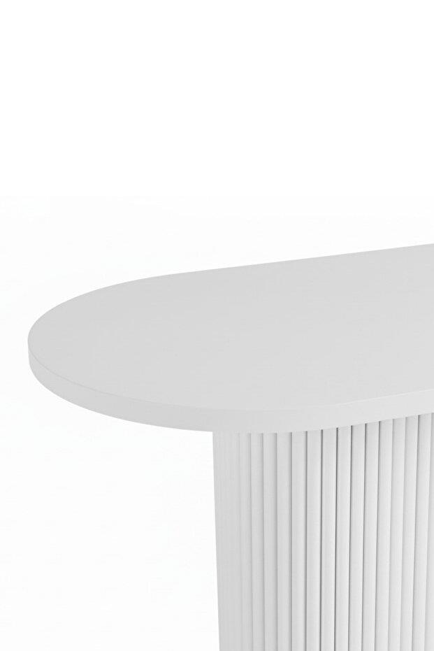Woodenbend Mirla Beyaz Ahşap 80x130 cm Oval Yemek Masası – Bohem & İskandinav Tarz