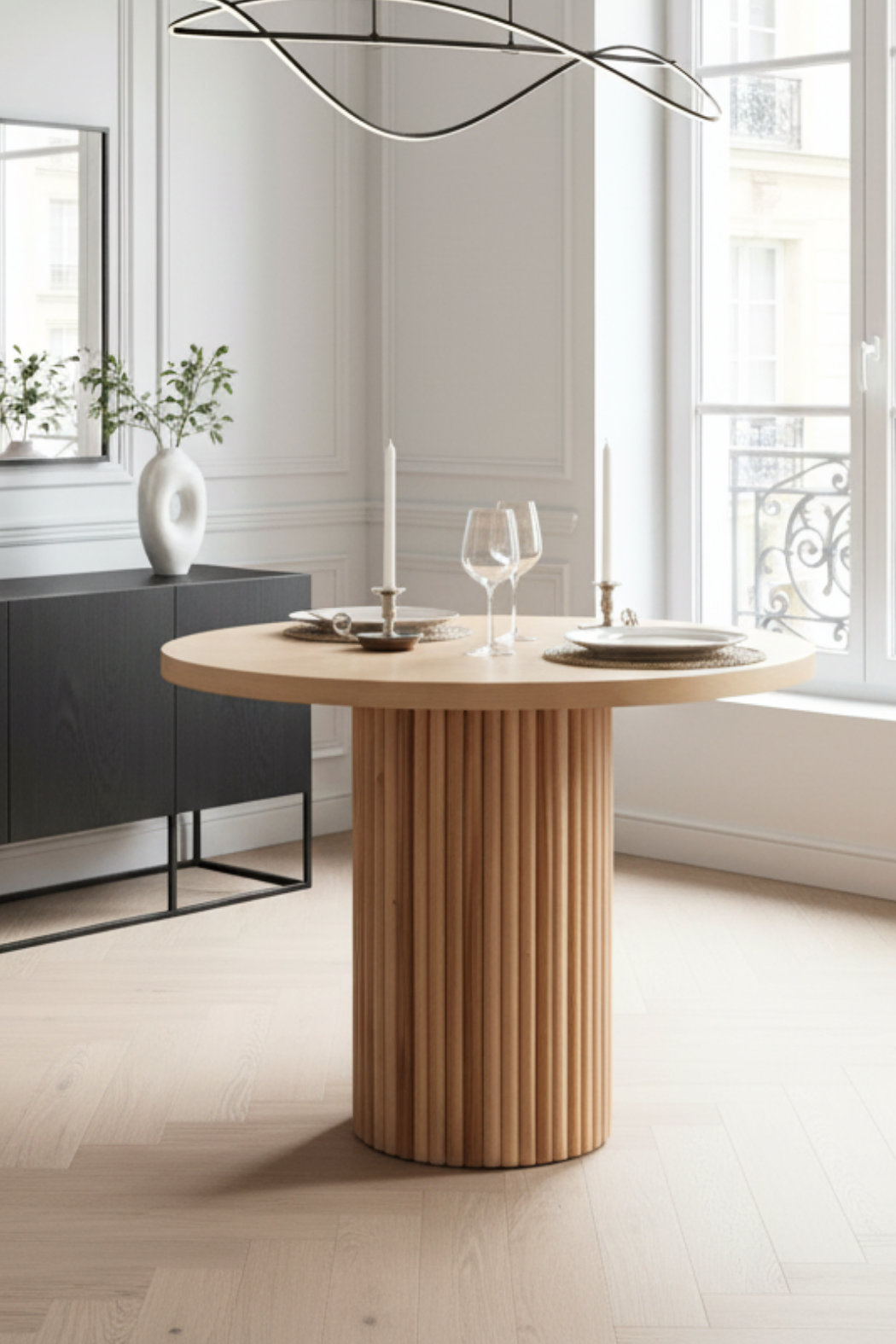 Woodenbend Mirla Natural 100 cm Yuvarlak Yemek Masası – Bohem & İskandinav Tarz