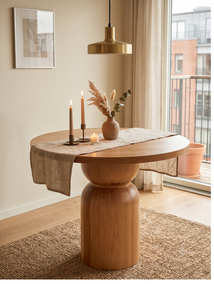 Woodenbend Nicolo Naturel Yuvarlak Yemek Masası Takımı 100 cm – Hazeran Kollu Sandalyeli Masif Kayın Ahşap Modern Masa Takımı