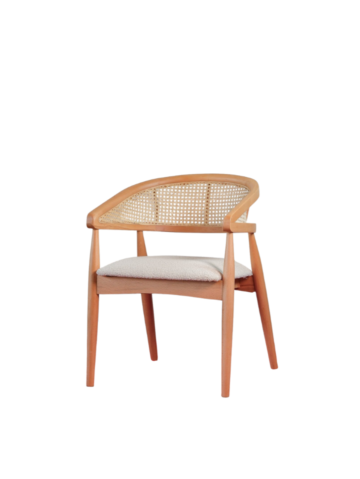 Woodenbend Nicolo Naturel Yuvarlak Yemek Masası Takımı 100 cm – Hazeran Kollu Sandalyeli Masif Kayın Ahşap Modern Masa Takımı