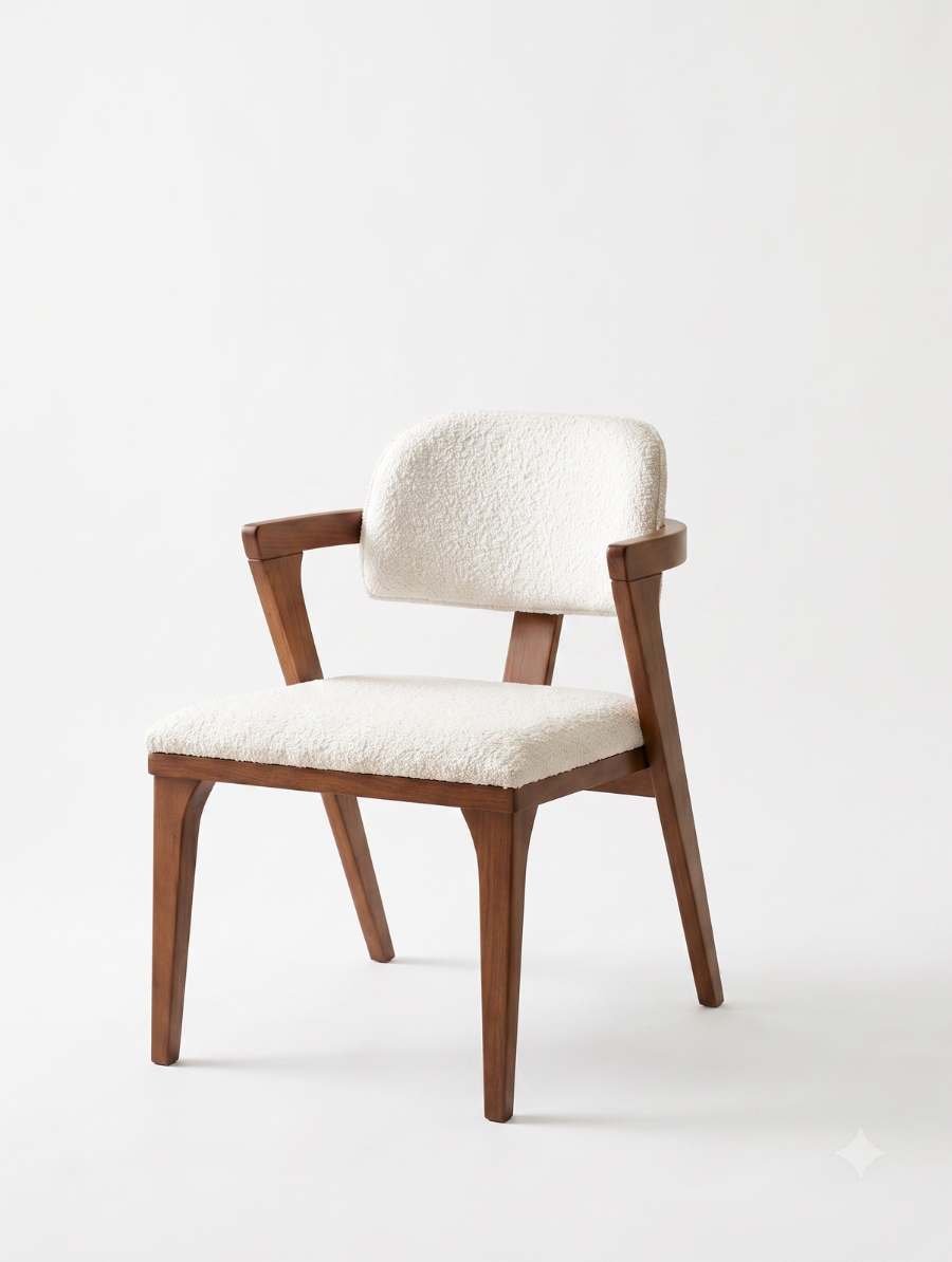 Woodenbend Noa Ceviz Ahşap Sandalye | Masif Kayın Ağacı Modern İskandinav Yemek Masası Sandalyesi 52x60x84 cm