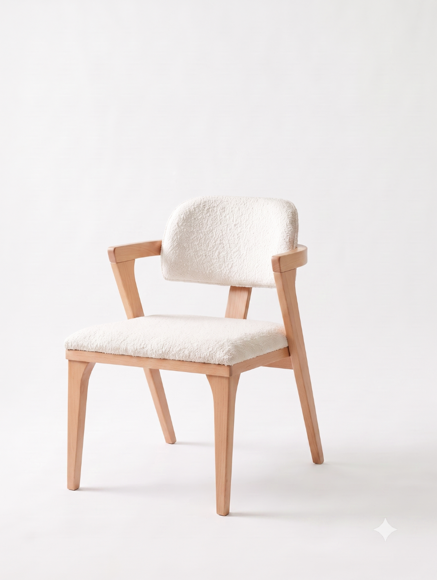 Woodenbend Noa Naturel Ahşap Sandalye | Masif Kayın Ağacı Modern İskandinav Yemek Masası Sandalyesi 52x60x84 cm
