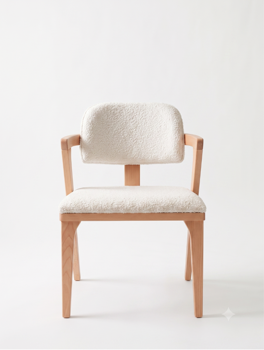 Woodenbend Noa Naturel Ahşap Sandalye | Masif Kayın Ağacı Modern İskandinav Yemek Masası Sandalyesi 52x60x84 cm