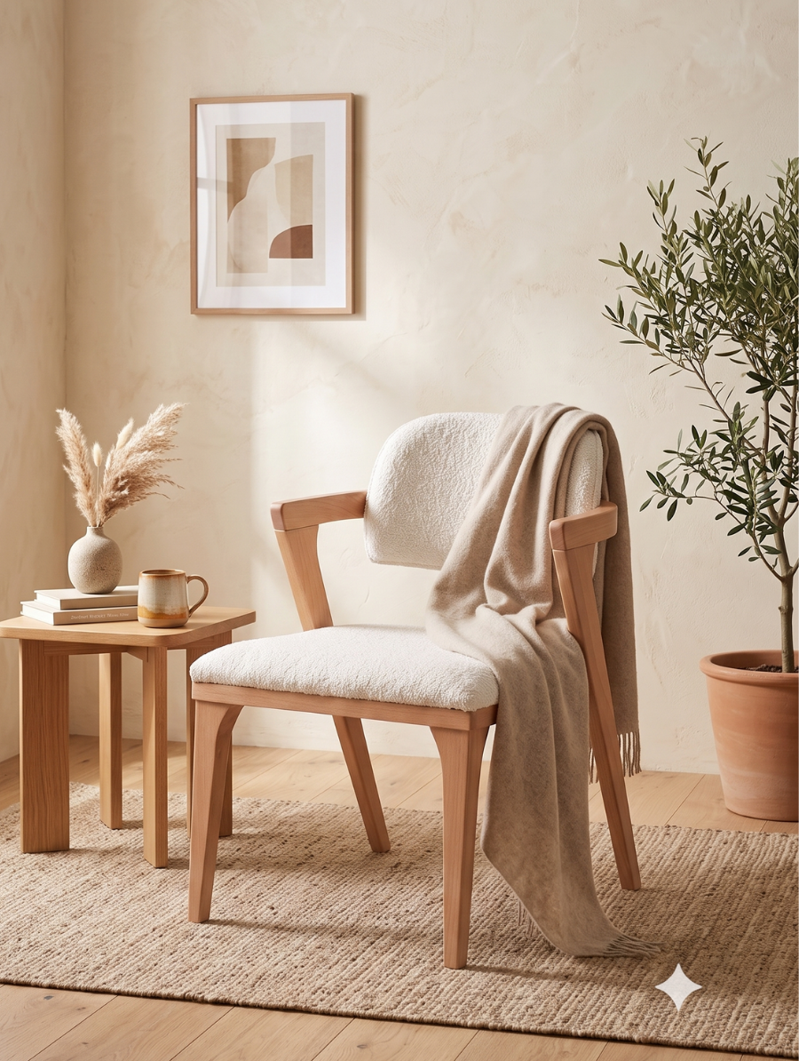 Woodenbend Noa Naturel Ahşap Sandalye | Masif Kayın Ağacı Modern İskandinav Yemek Masası Sandalyesi 52x60x84 cm