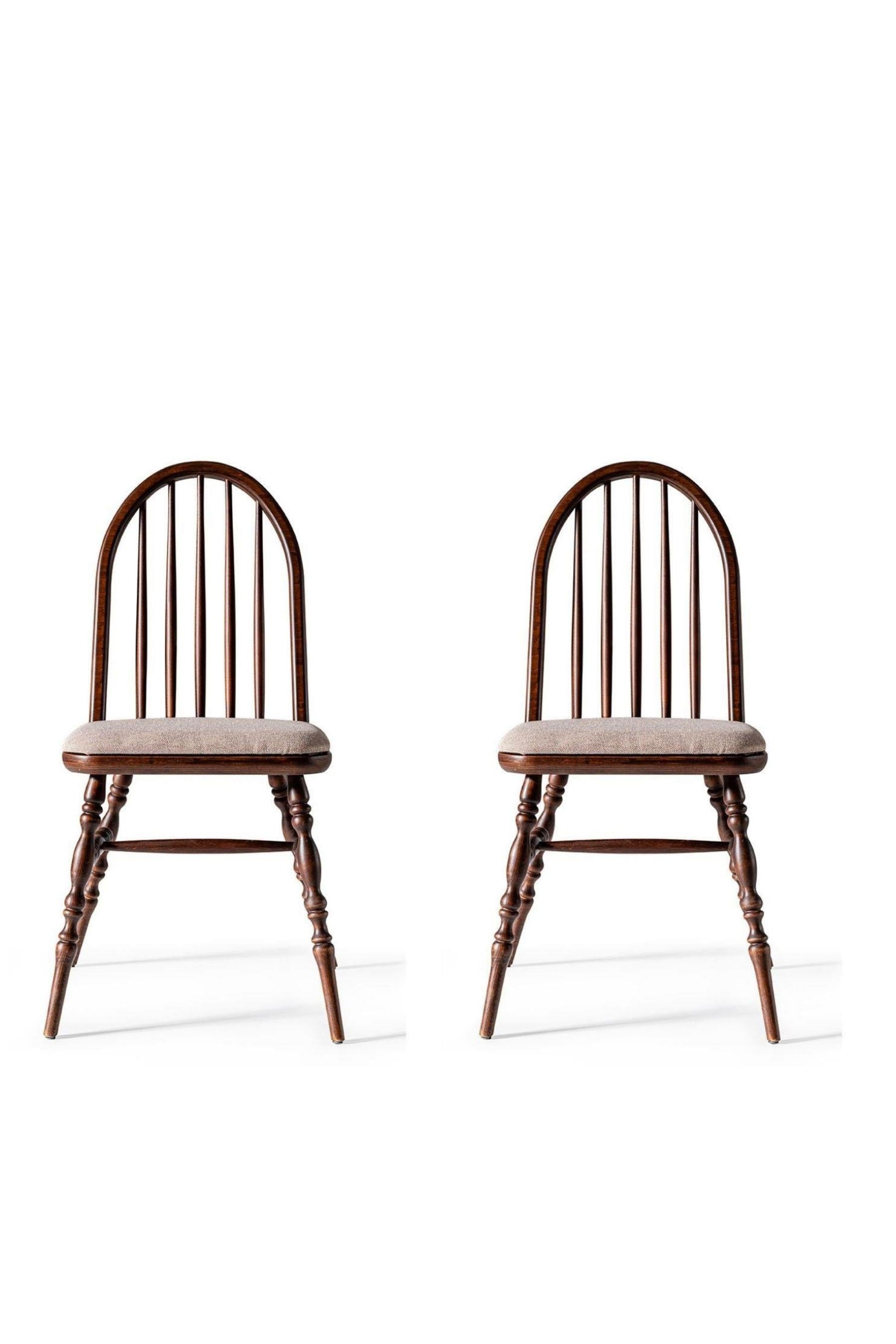 Woodenbend Regalo Ceviz Yuvarlak 100 cm Ahşap Açılır Yemek Masası Takımı – Amerikan Sandalyeli 4 Kişilik Masa Seti