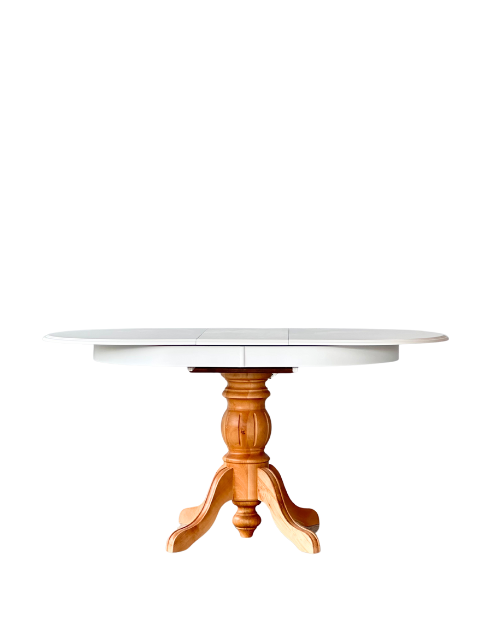 Woodenbend Ronya Natural Beyaz  Ahşap Oval Açılır Masa 80x120