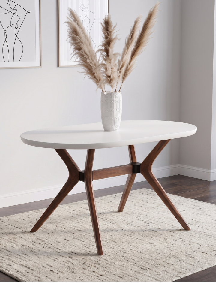 WoodenbendArlen Beyaz Ceviz Oval Benchli Yemek Masası TakımıArlen Beyaz Ceviz Oval Benchli Yemek Masası Takımı 80x130 cm