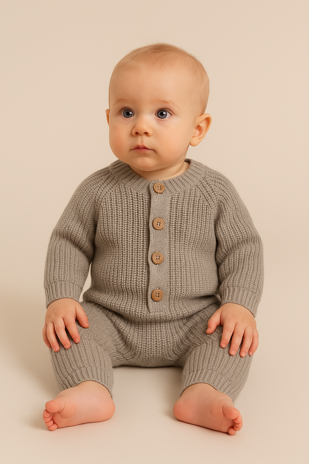 Şık Unisex Triko Selanik Tulum Bej