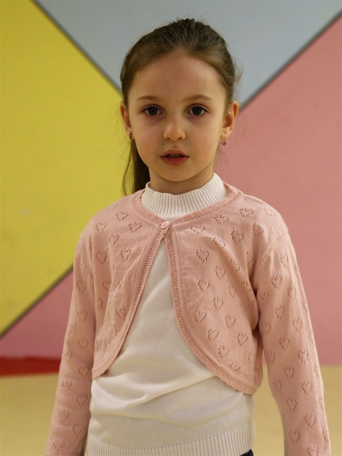 Triko Kalp Ajur Bolero Pudra