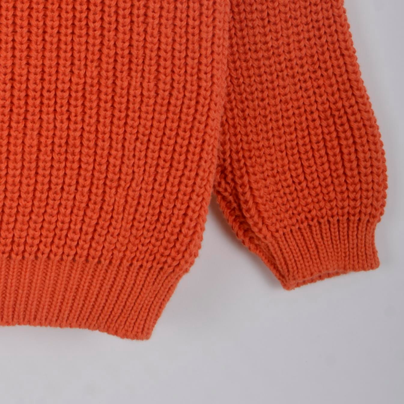 Triko Oversize Selanik Örgü Nakışlı Bebek Kazak  ORANJ