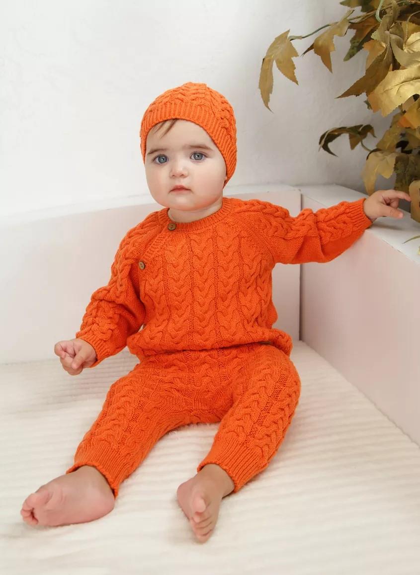 Triko Ünisex  Kruvaze Saç Örgü 3'lü Takım  ORANJ
