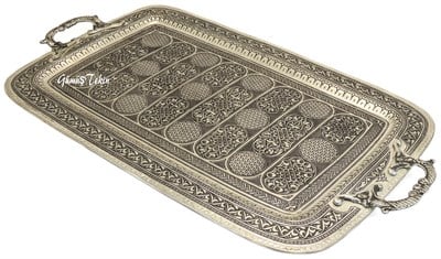 Kulplu Bakır Tepsi