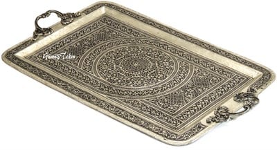 Kulplu Bakır Tepsi