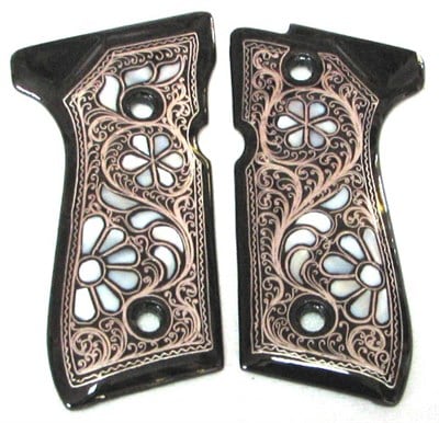 Sedef İşlemeli 16 lı Beretta Tabanca Kabzesi