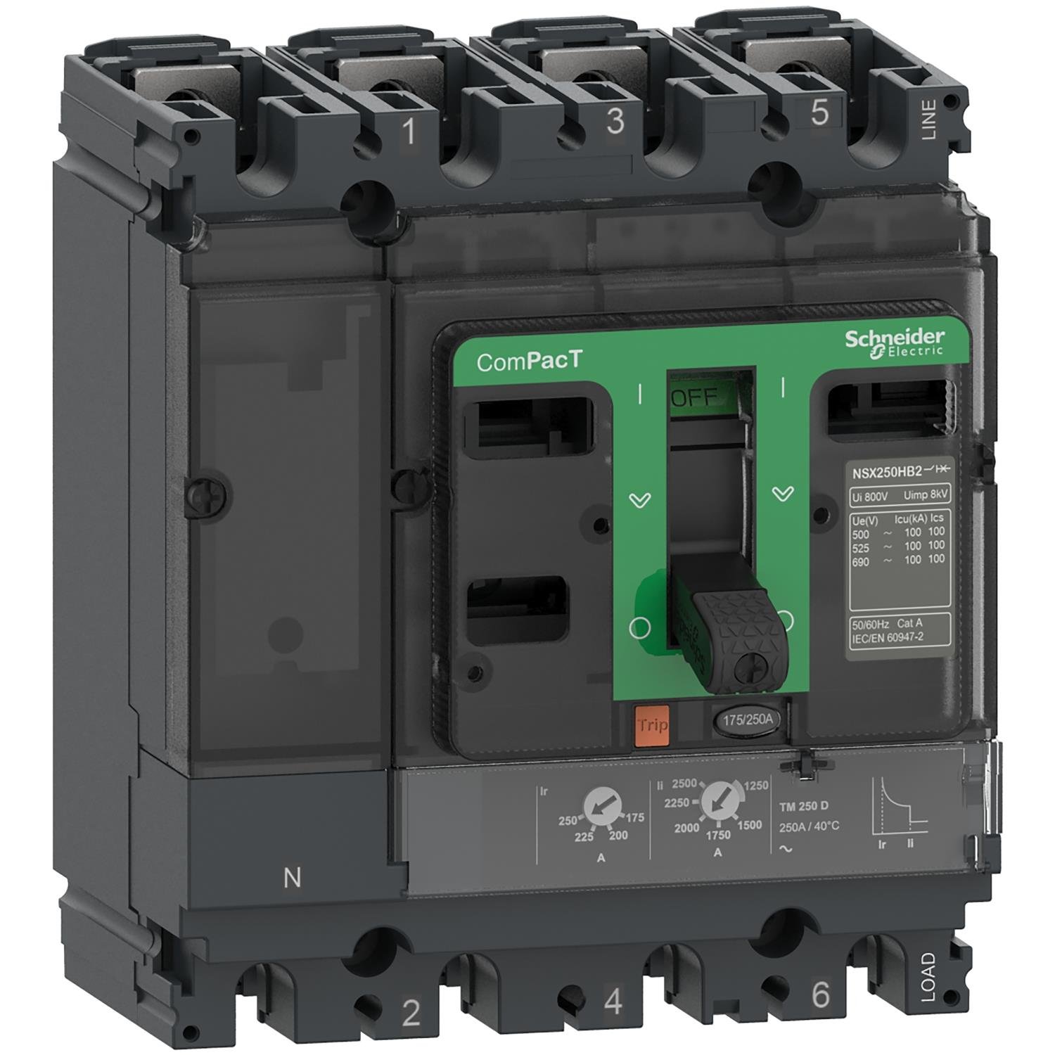 ComPacT Şalter NSX100F 36kA AC 4P3D 100A TMD