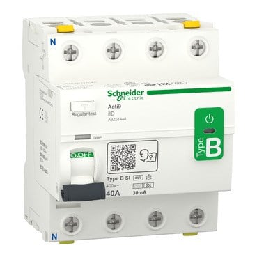 Schneider Acti9 iID - Kaçak Akım Sigortası - 4P - 40A - 30mA - B-SI Tip