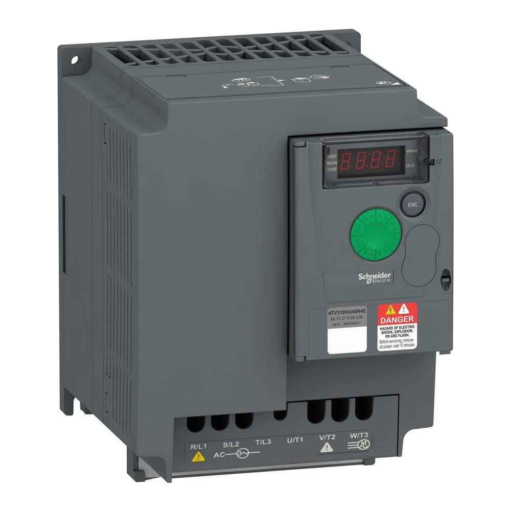 Schneider Değişken hızlı sürücü ATV310, 4 kW, 5.5 hp, 380...460 V, 3 fazlı, filtresiz ATV310HU40N4E
