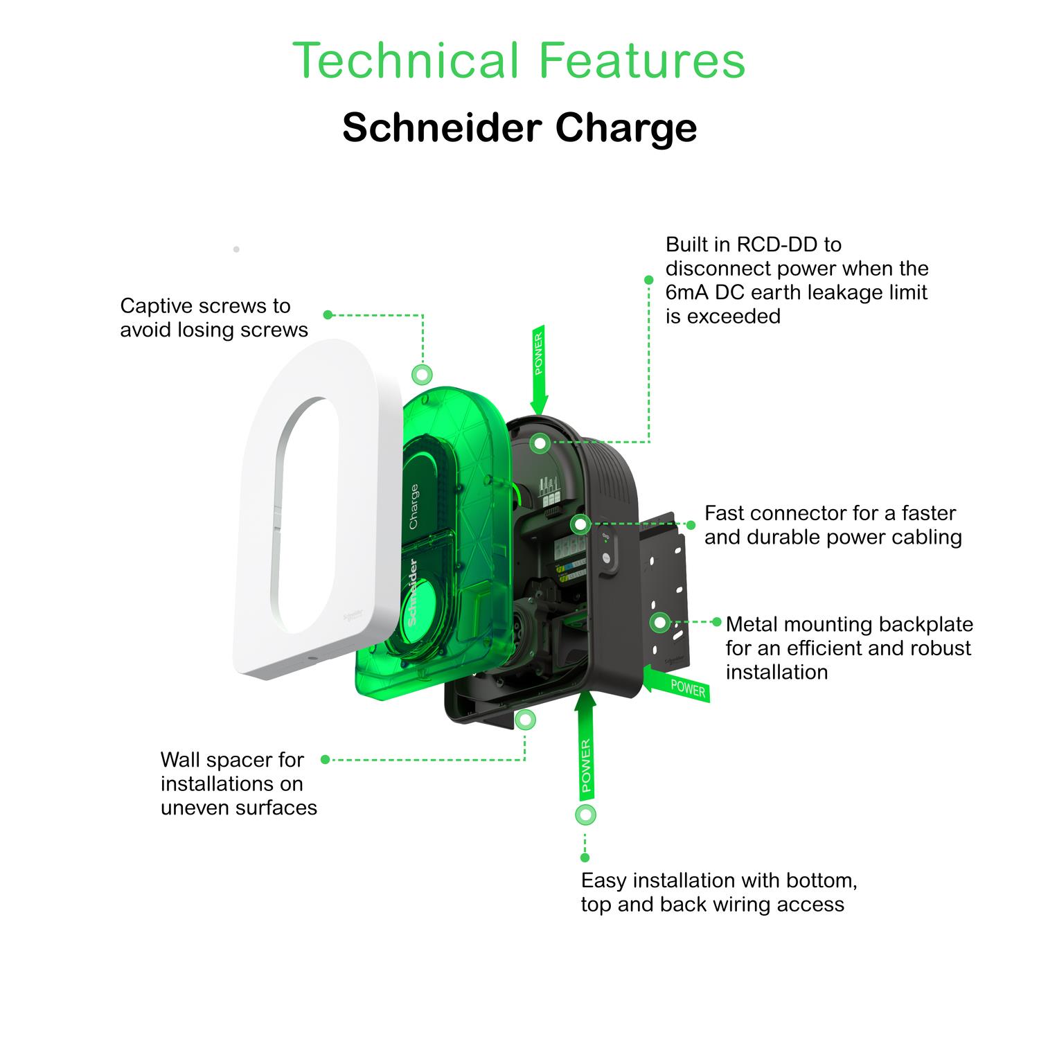 Şarj istasyonu, Schneider Charge, 1P+N/3P+N, 1xT2S, 7,4/11/22kW, 16/32A