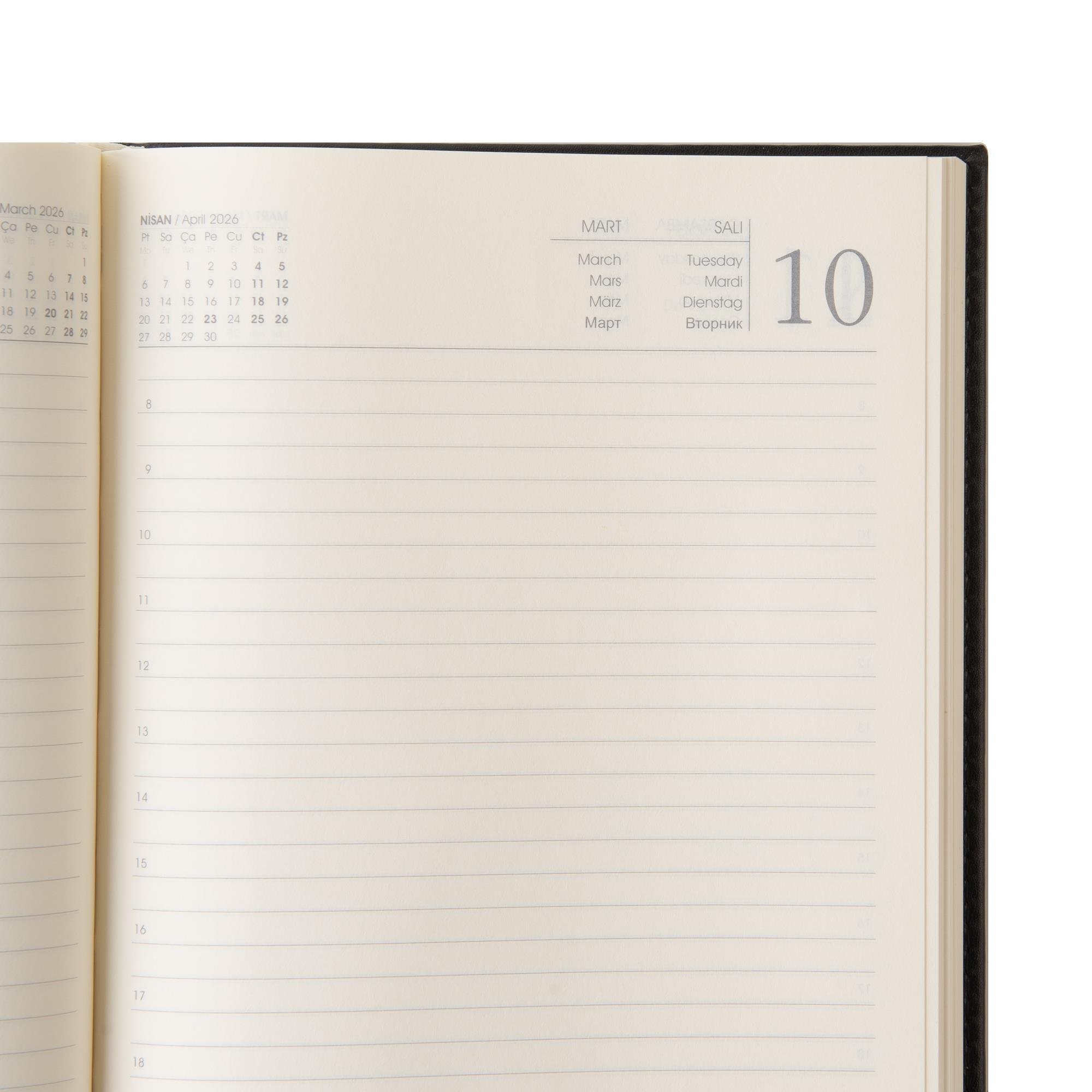 2026 Deri Defter Günlük Journal Ajanda Tarihli Çizgili 168 Yaprak Paris Vegan 17x24 cm