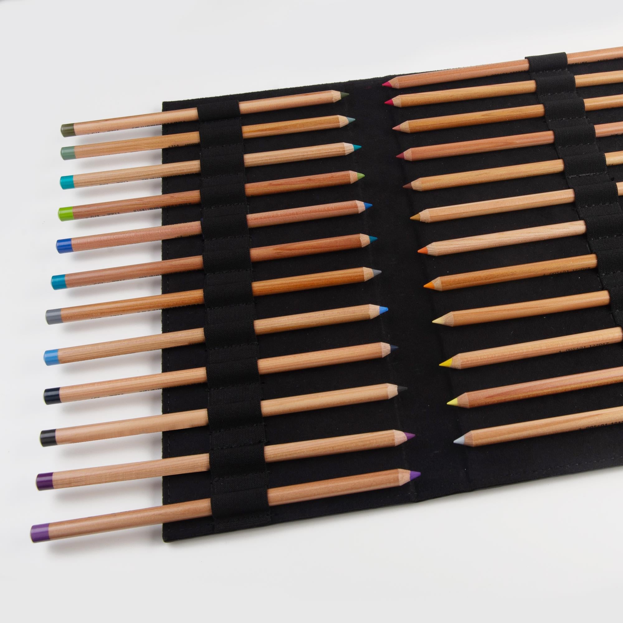 2K S.Deri Kalemlik Boya Kalemi/Dolma Kalem/Roller Kalem/Koleksiyon Kalem Çantası, 24'lü,Mıknatıs Kapaklı,Siyah