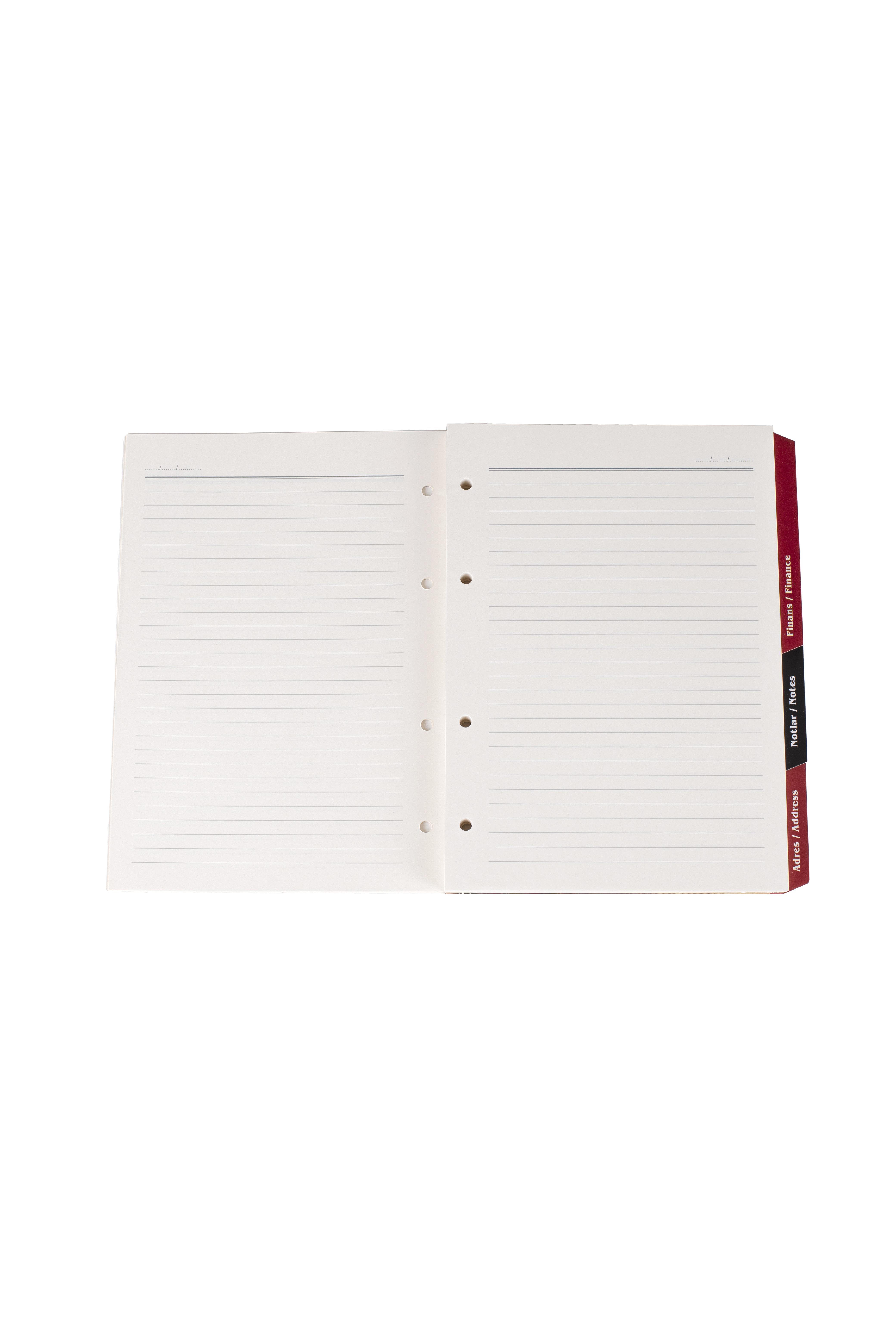 ORGANİZER AJANDA TARİHSİZ ÇİZGİLİ 4 HALKALI 21X27 CM