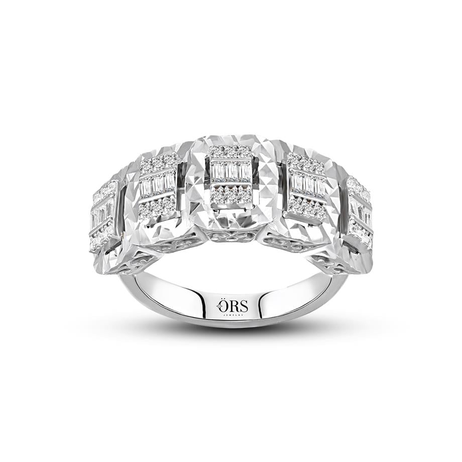 Pırlanta Montür Kalemli Baget Beş Taşlı Yüzük