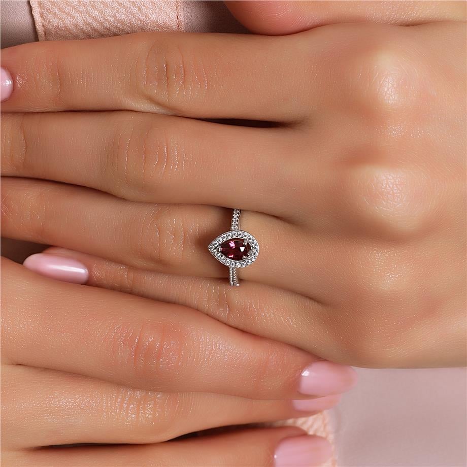 Pırlanta Montür Sentetik Damla Işıltısı  Yüzük