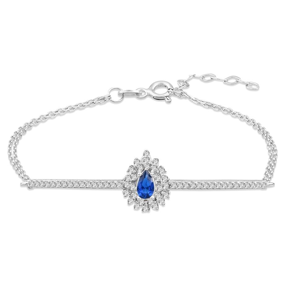 Pırlanta Montür Sentetik Damla Safir  Bileklik
