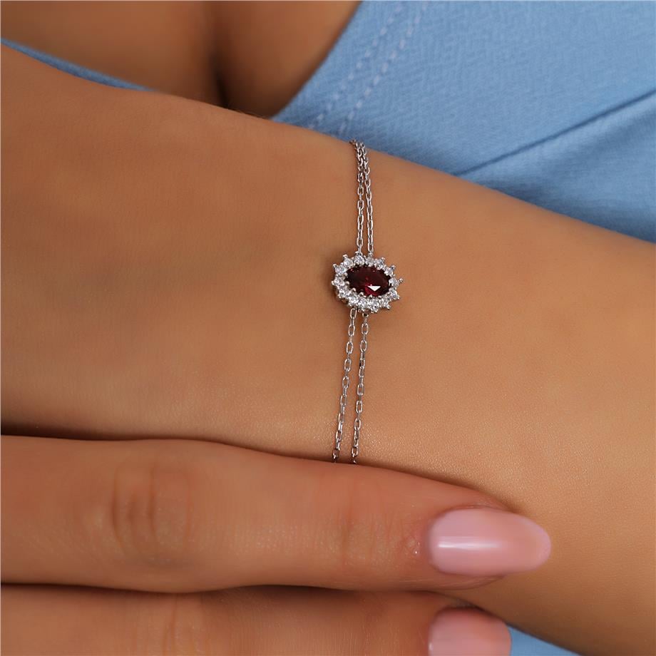 Pırlanta Montür Sentetik Oval Yakut  Bileklik