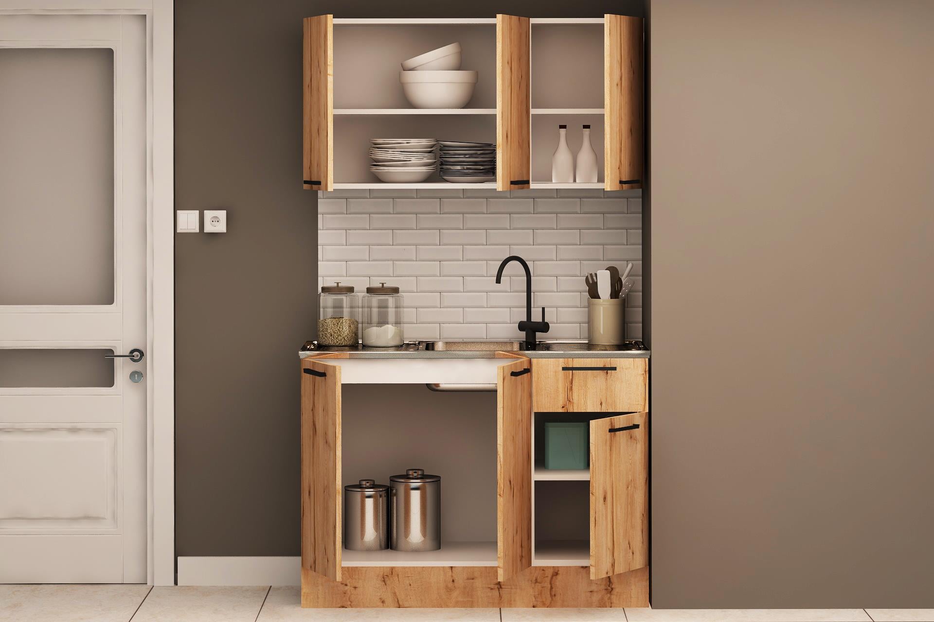 120 Cm Şila Evyeli Mini Mutfak Dolabı