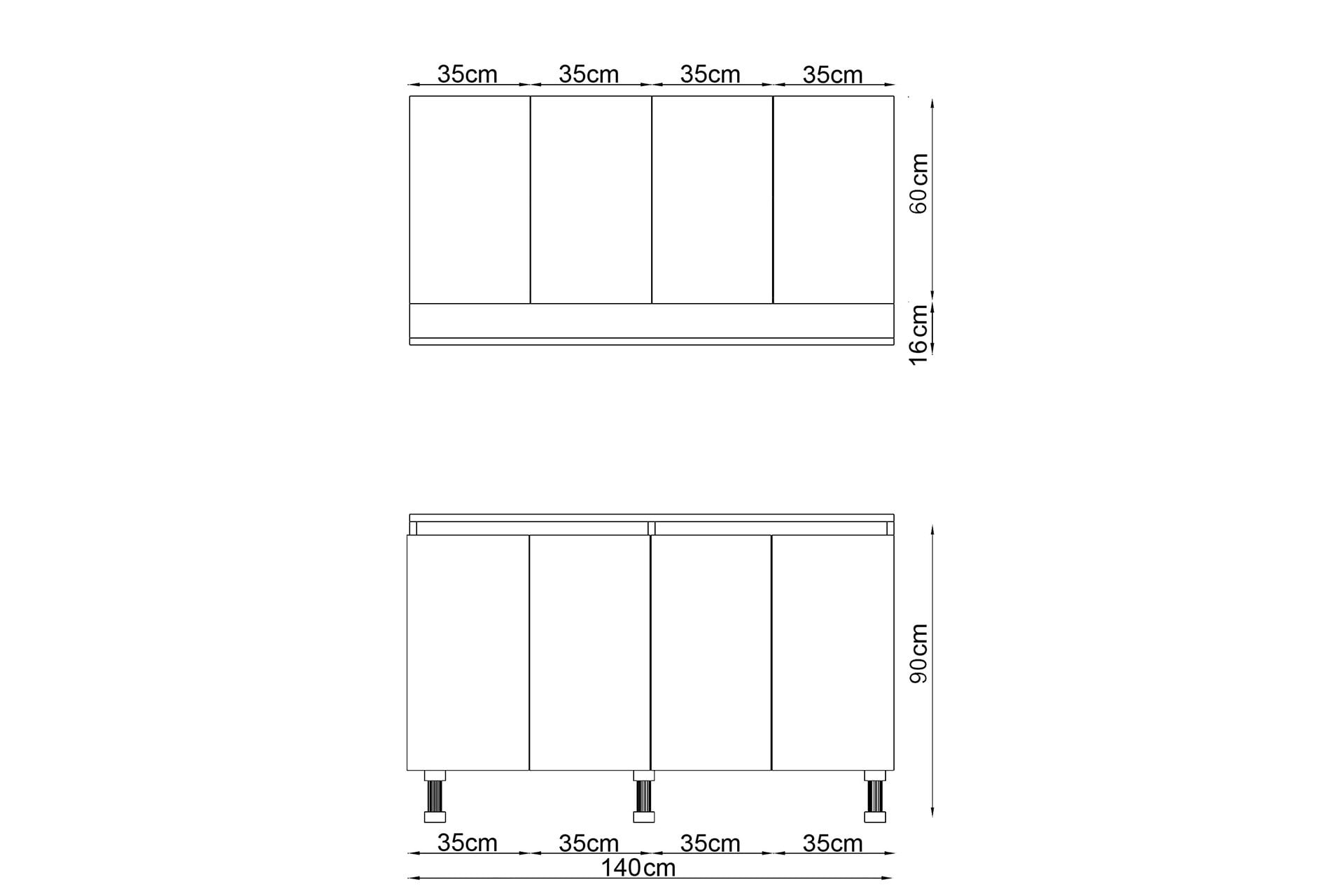140 cm Venda Mutfak Dolabı, Mini Mutfak Dolabı, Çok Amaçlı Dolap