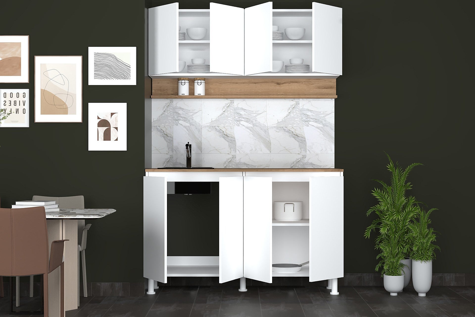 140 cm Venda Mutfak Dolabı, Mini Mutfak Dolabı, Çok Amaçlı Dolap