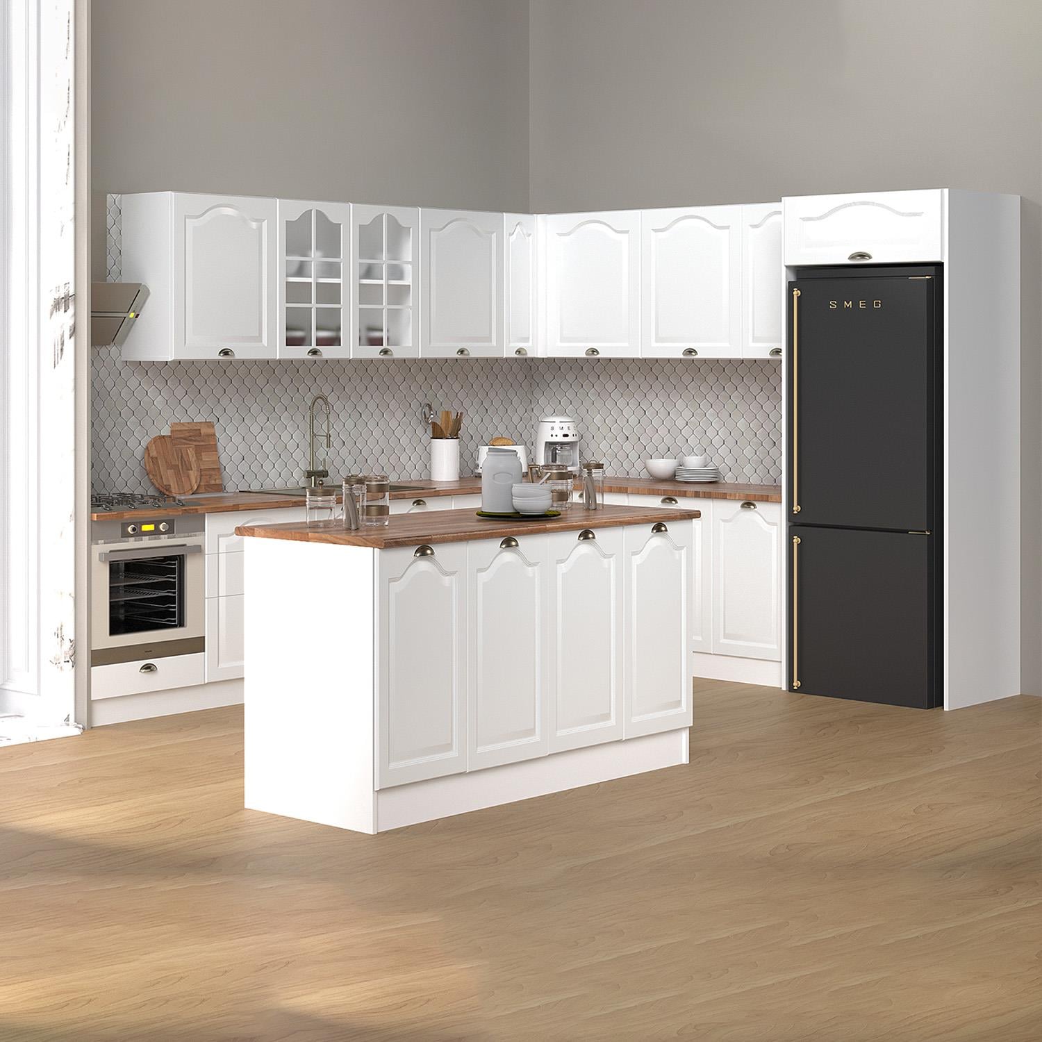 160 Cm %100 MDF Greena White Ada Mutfak, Modern Mutfak Adası, Mutfak Yemek Masası, Bar Masası