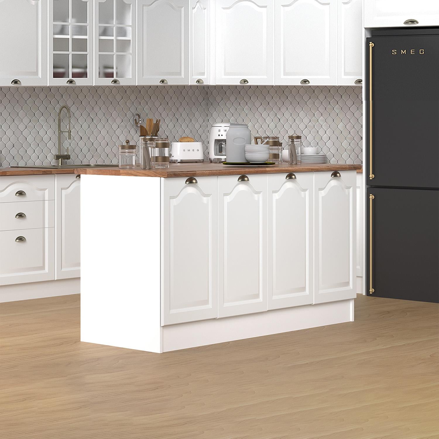 160 Cm %100 MDF Greena White Ada Mutfak, Modern Mutfak Adası, Mutfak Yemek Masası, Bar Masası
