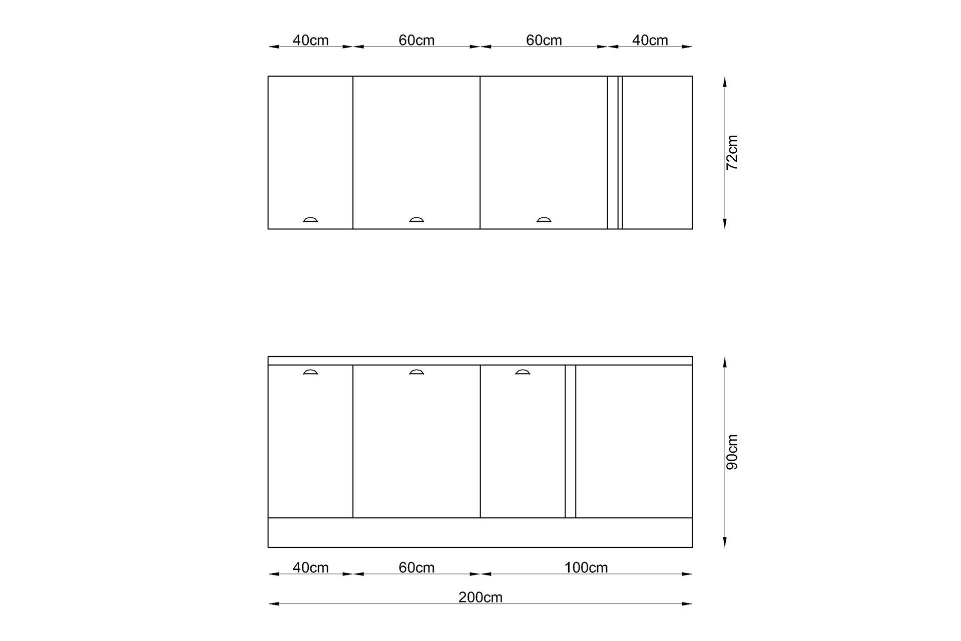 200 CM %100 MDF Greena White Köşe Modülü
