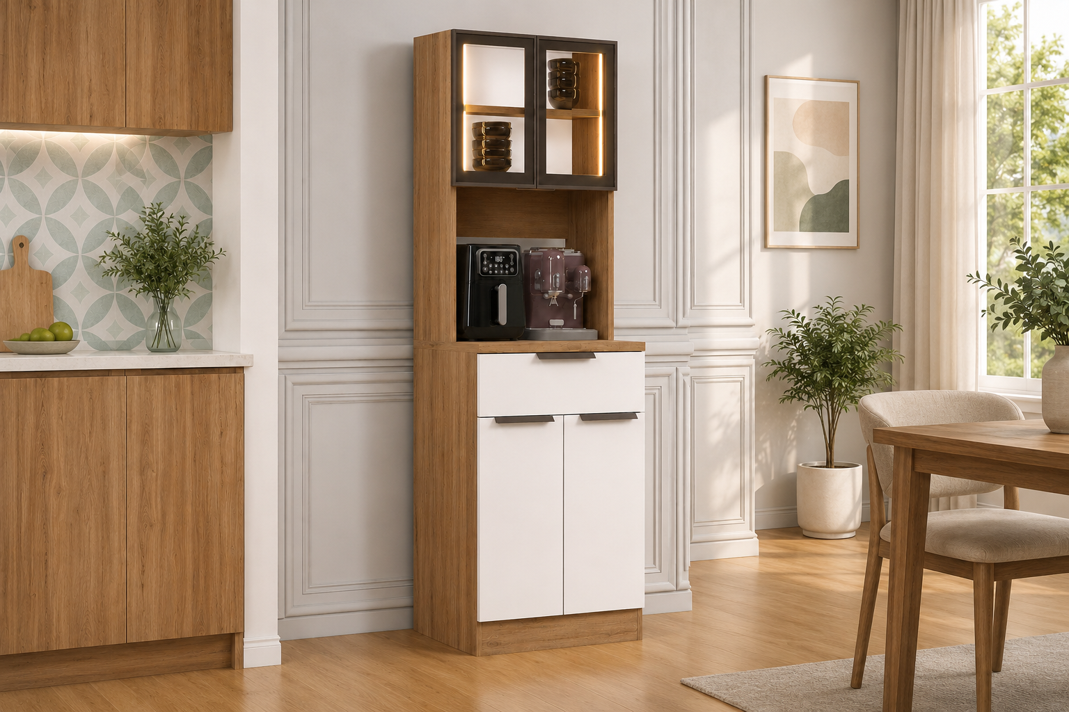 60 CM LEDLİ BROWN ÇOK AMAÇLI BOY DOLAP, ÇOK AMAÇLI DOLAP
