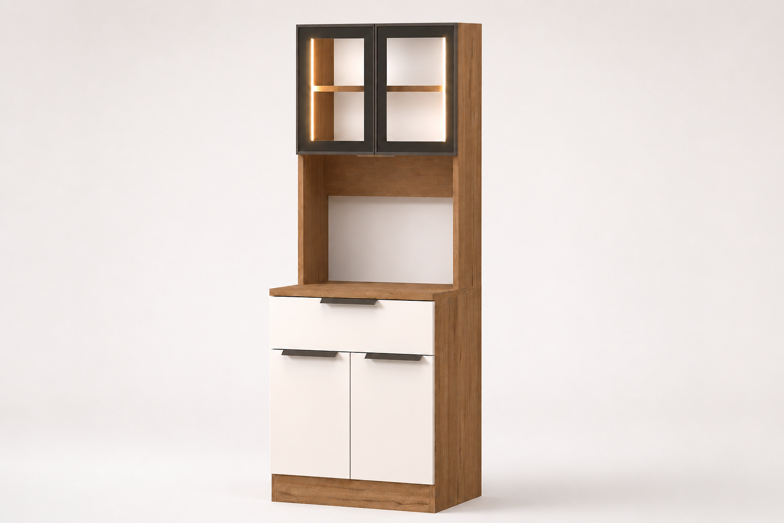 60 CM LEDLİ BROWN ÇOK AMAÇLI BOY DOLAP, ÇOK AMAÇLI DOLAP