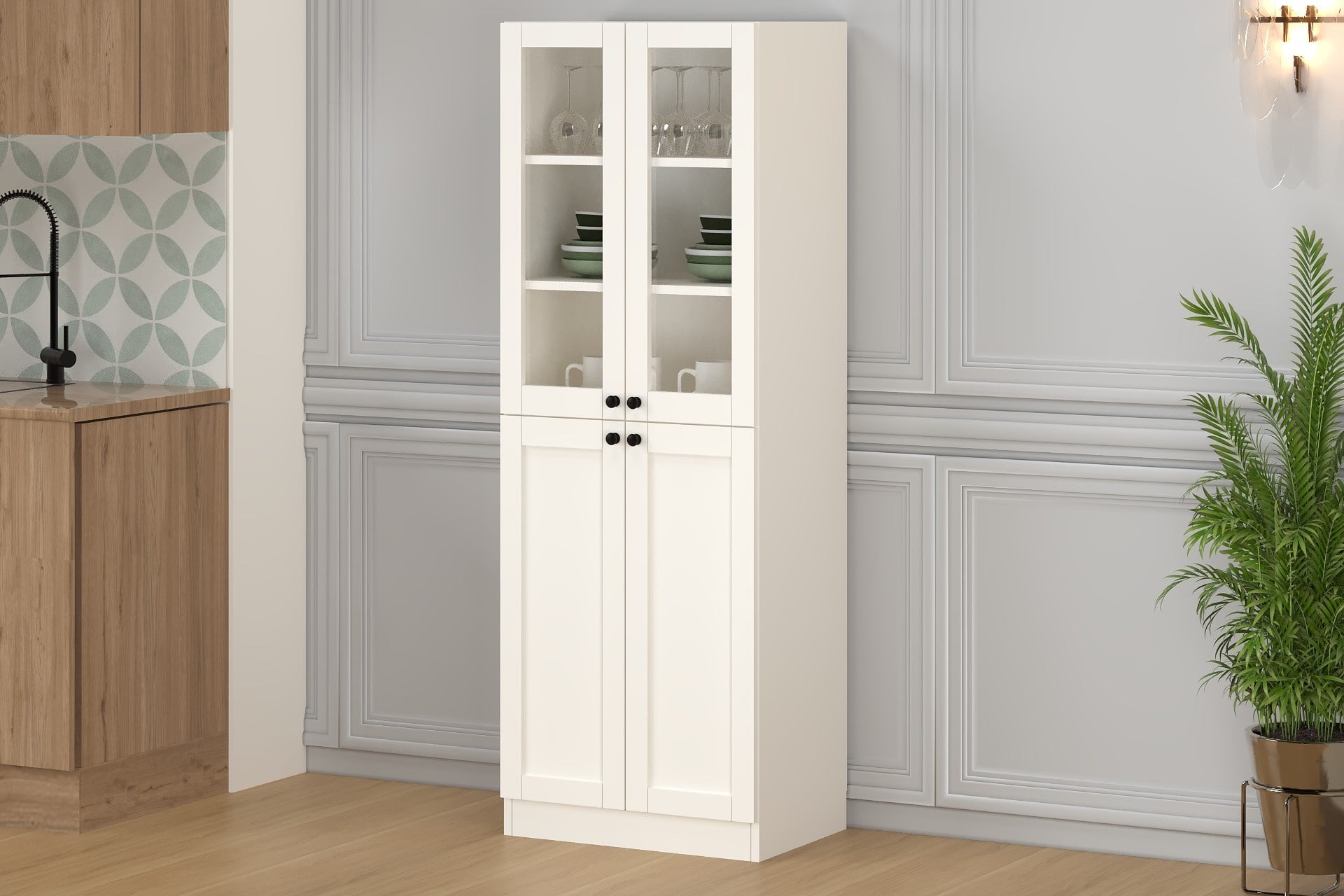 60 CM VANİLYA VİTRİN ÇOK AMAÇLI DOLAP