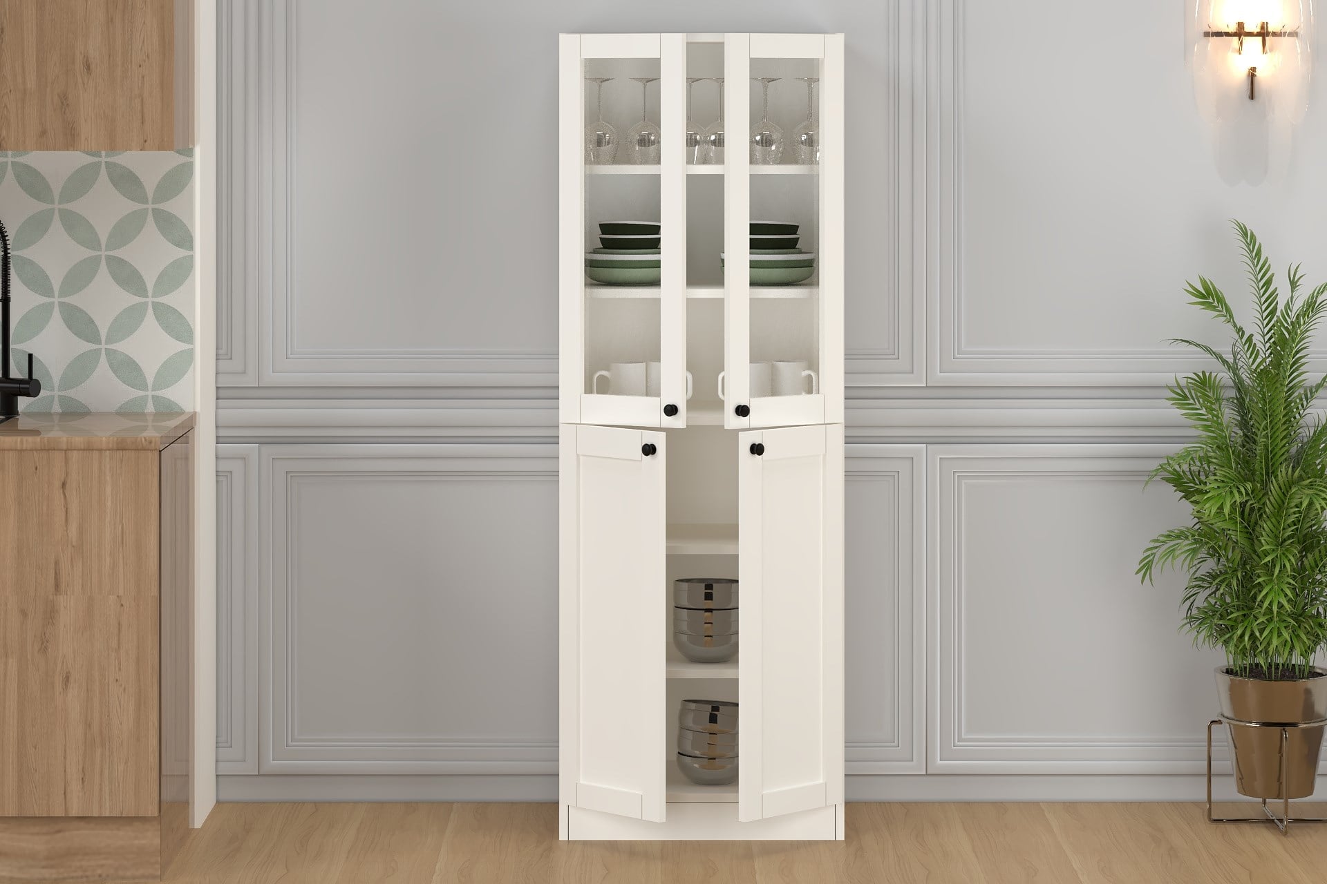 60 CM VANİLYA VİTRİN ÇOK AMAÇLI DOLAP