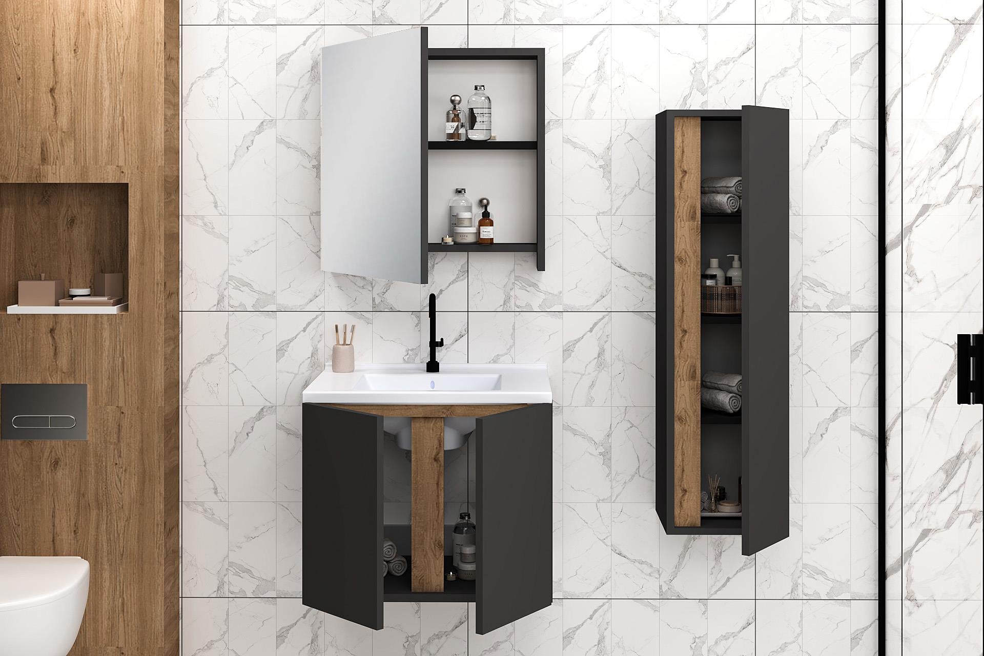 65 cm Lavina Banyo Dolabı + 30 cm Lavina Boy Dolabı