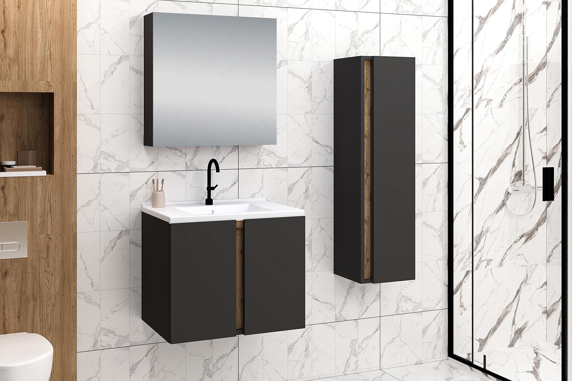 65 cm Lavina Banyo Dolabı + 30 cm Lavina Boy Dolabı