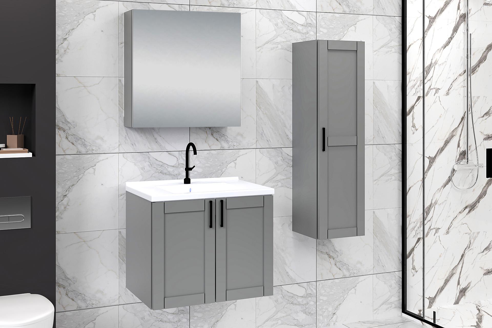65 cm Riva Banyo Dolabı + 30 cm Riva Boy Dolabı
