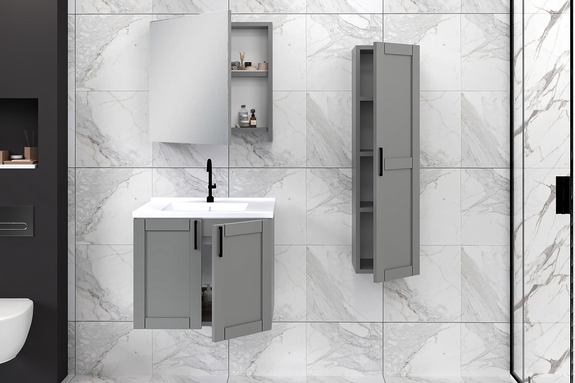 65 cm Riva Banyo Dolabı + 30 cm Riva Boy Dolabı