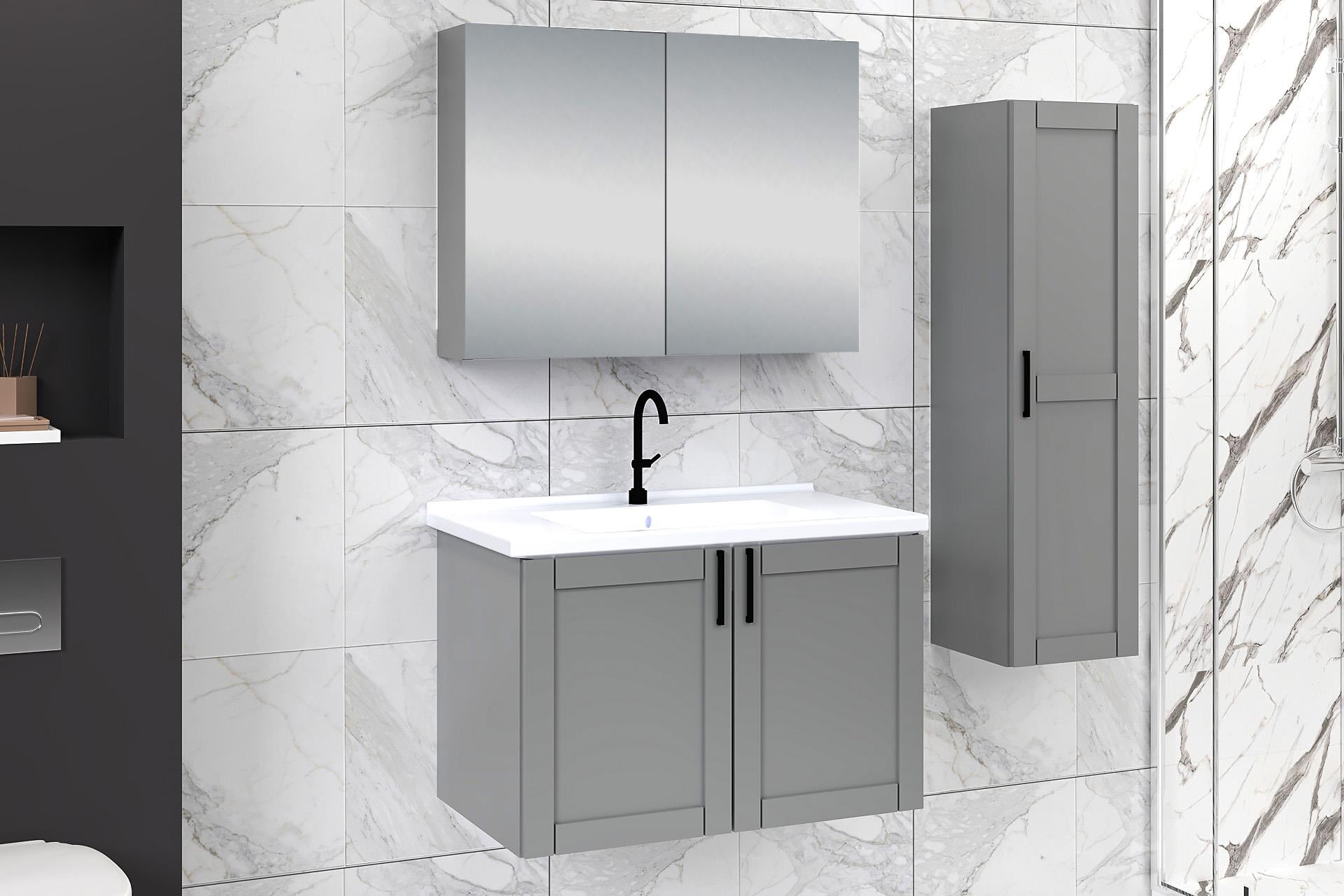 80 cm Riva Banyo Dolabı + 30 cm Riva Boy Dolabı