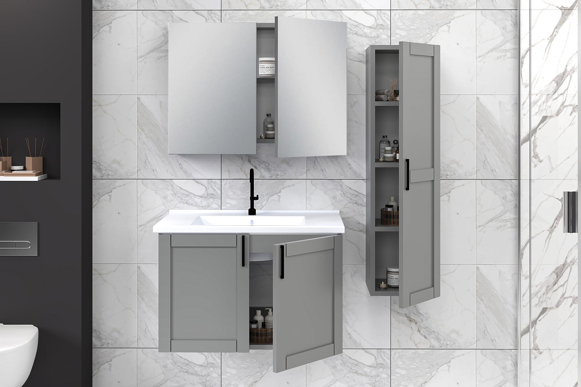 80 cm Riva Banyo Dolabı + 30 cm Riva Boy Dolabı